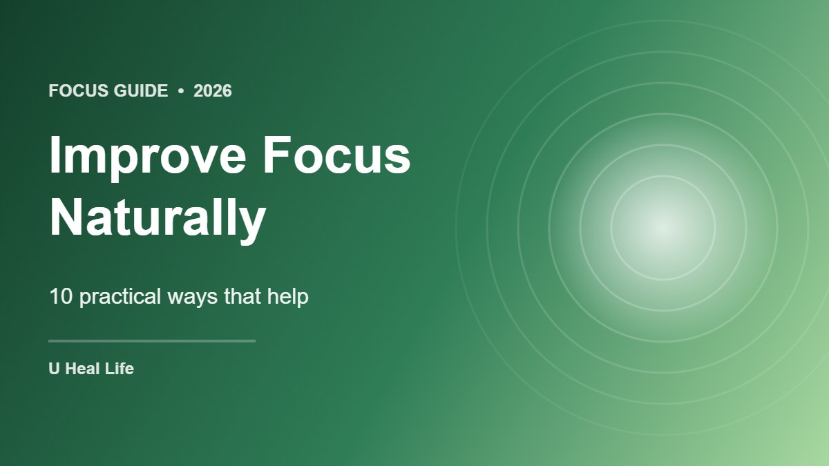 Graphic with the text Improve Focus Naturally: 10 practical ways that help