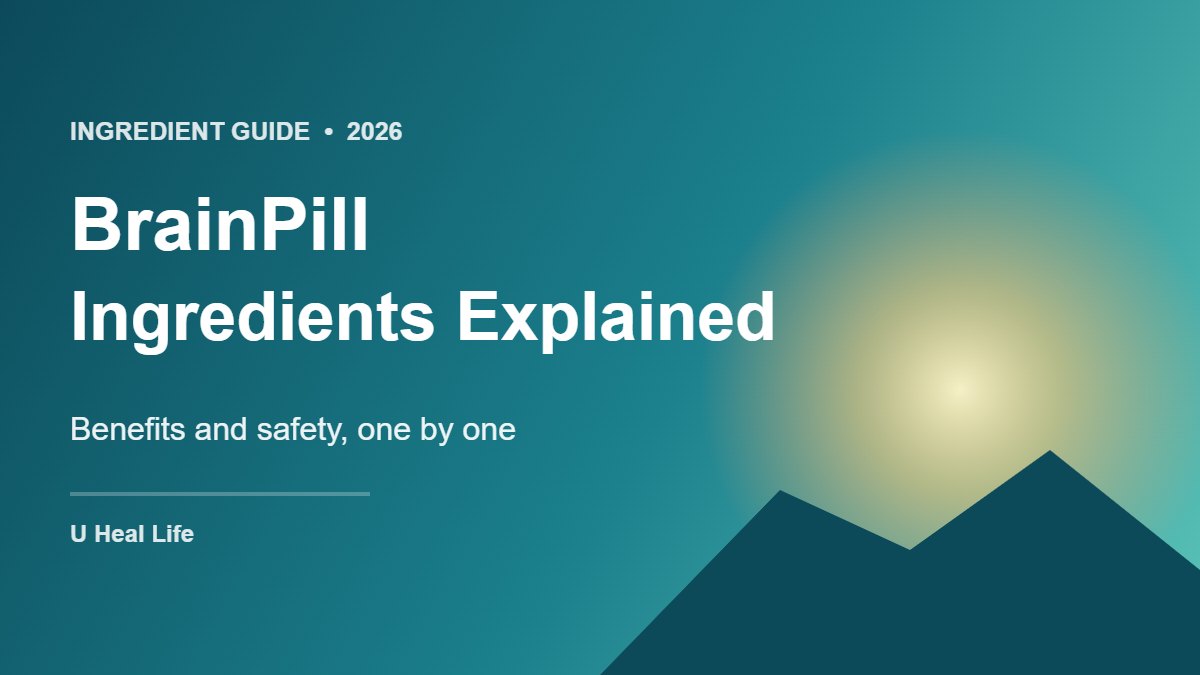 Graphic with the text BrainPill Ingredients Explained: Benefits and safety, one by one