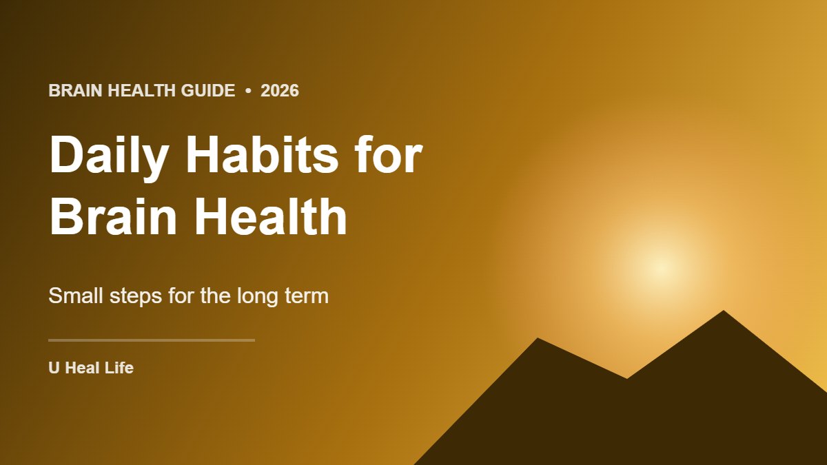 Graphic with the text Daily Habits for Brain Health: Small steps for the long term
