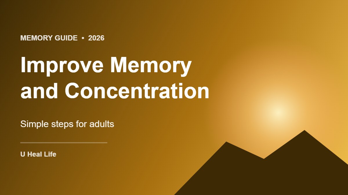 Graphic with the text Improve Memory and Concentration: Simple steps for adults